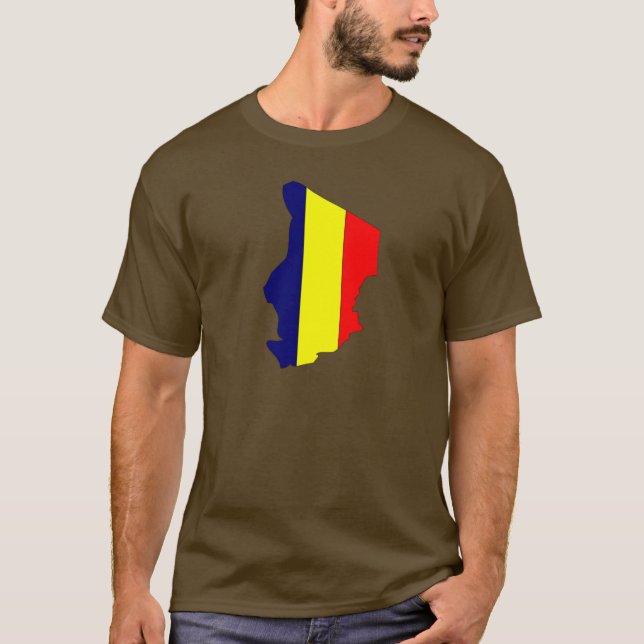 Camiseta Mapa da bandeira de República do Tchad (Frente)