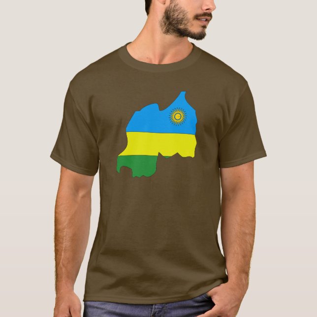 Camiseta Mapa da bandeira de Rwanda (Frente)