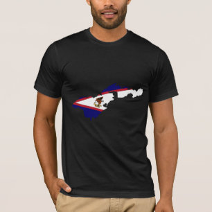 Camiseta Mapa da bandeira de Samoa Americanas sem redução