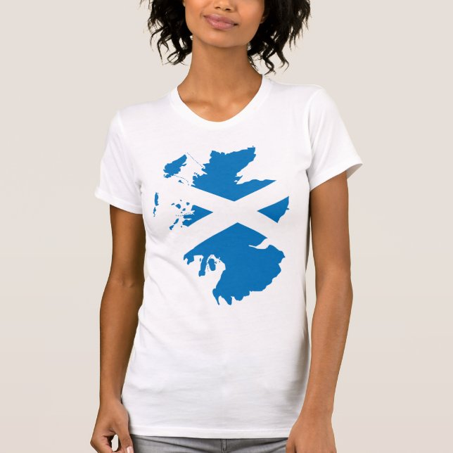 Camiseta Mapa da bandeira de Scotland sem redução (Frente)