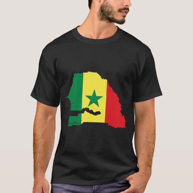 Camiseta Mapa da bandeira de Senegal (Frente)
