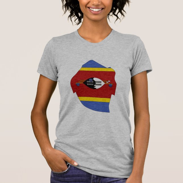 Camiseta Mapa da bandeira de Suazilândia (Frente)