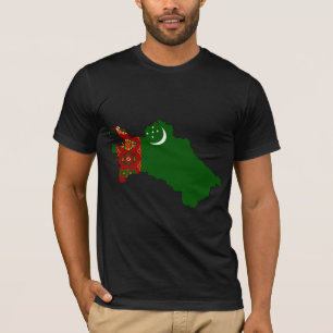 Camiseta Mapa da bandeira de Turkmenistan sem redução
