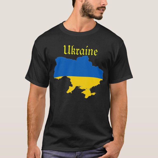 Camiseta Mapa da bandeira de Ucrânia (Frente)