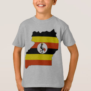 Camiseta Mapa da bandeira de Uganda
