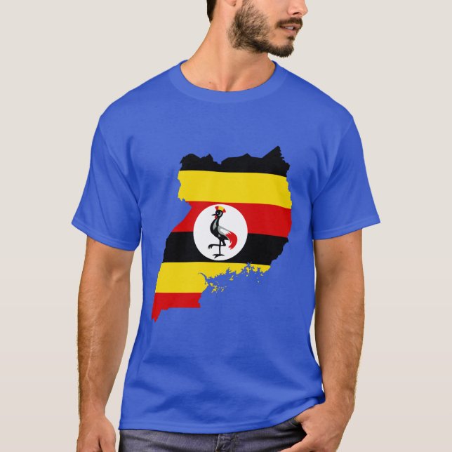 Camiseta Mapa da bandeira de Uganda (Frente)