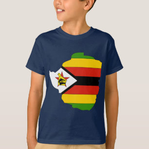 Camiseta Mapa da bandeira de Zimbabwe