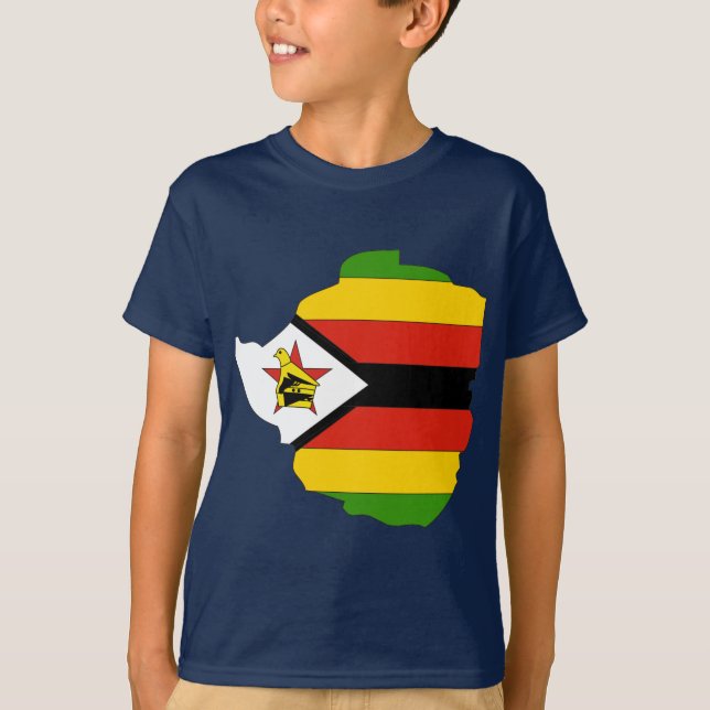 Camiseta Mapa da bandeira de Zimbabwe (Frente)