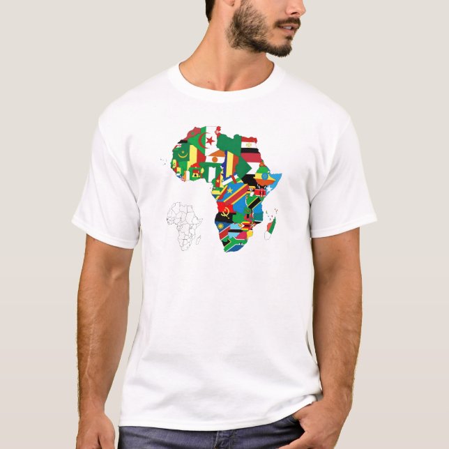 Camiseta Mapa da Bandeira do Continente Africano (Frente)