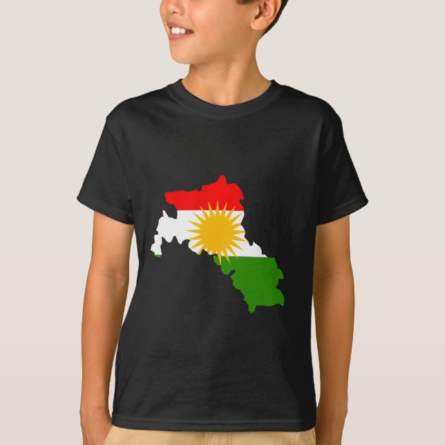 Camiseta Mapa da bandeira do Curdistão (Frente)