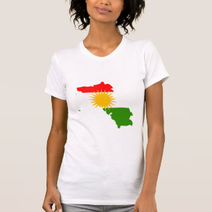 Camiseta Mapa da bandeira do Curdistão sem redução