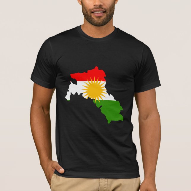 Camiseta Mapa da bandeira do Curdistão sem redução (Frente)