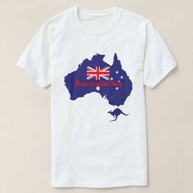 Camiseta Mapa da Bandeira do Dia da Austrália  (Frente do Design)