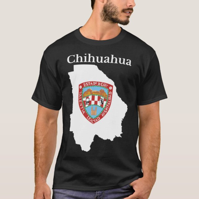 Camiseta Mapa da Bandeira do Estado de Chihuahua, México (Frente)