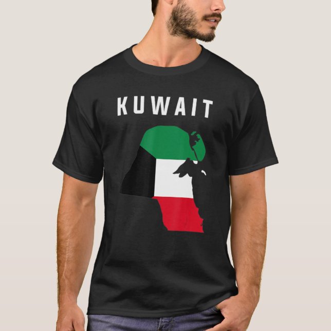 Camiseta Mapa Da Bandeira Do Kuwait Para Dentro Do Kuwait (Frente)