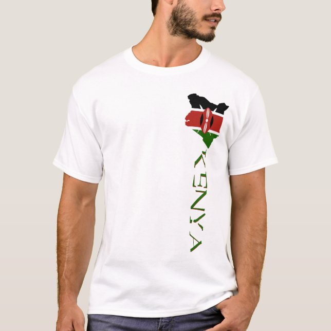 Camiseta Mapa da Bandeira do Quênia (Frente)