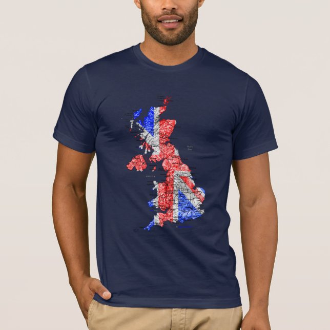 Camiseta Mapa da Bandeira do Reino Unido (Frente)