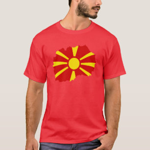 Camiseta Mapa da bandeira do T-Shirt da Macedônia