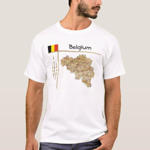 Camiseta Mapa da Bélgica + Bandeira + Título