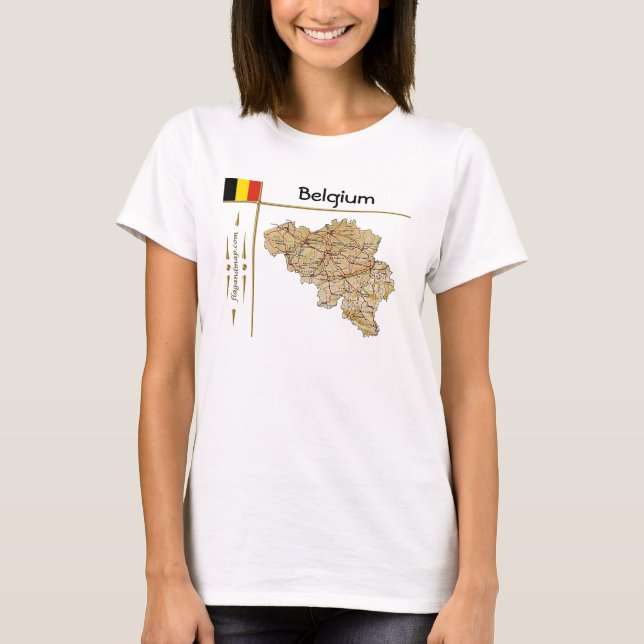Camiseta Mapa da Bélgica + Bandeira + Título (Frente)