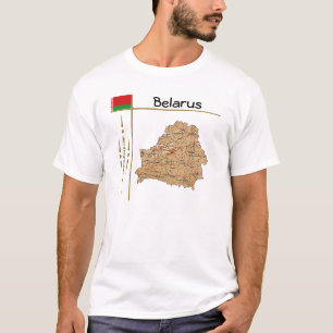 Camiseta Mapa da Bielorrússia + Sinalizador + Título T-Shir