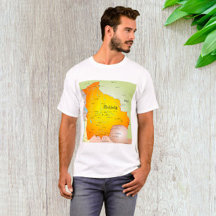 Camiseta Mapa da Bolívia com Cidades e Fronteiras