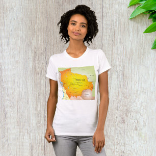 Camiseta Mapa da Bolívia com Cidades e Fronteiras