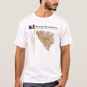 Camiseta Mapa da Bósnia-Herzegovina + Sinalizador + Títul