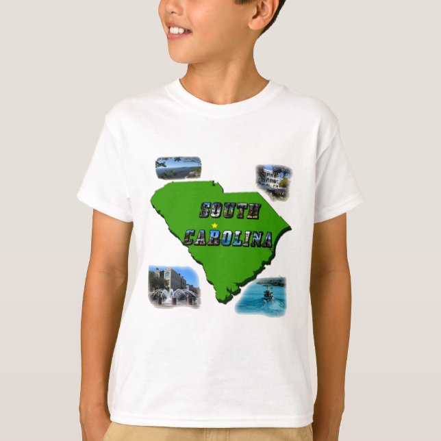 Camiseta Mapa da Carolina do Sul, Fotos e Texto (Frente)