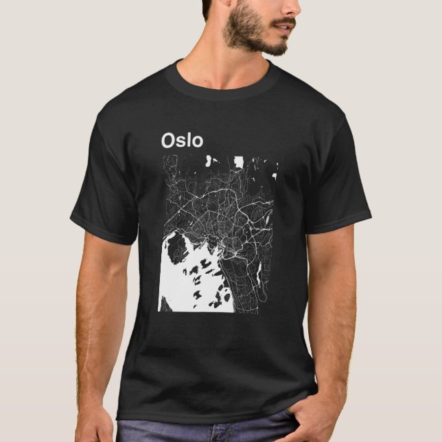 Camiseta Mapa da Cidade Clássica de Oslo Noruega (Frente)