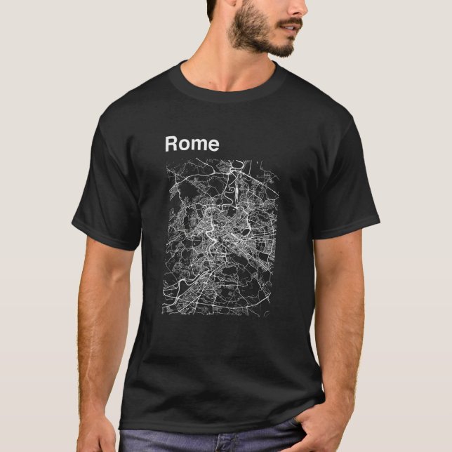 Camiseta Mapa da cidade clássica de Roma Itália (Frente)