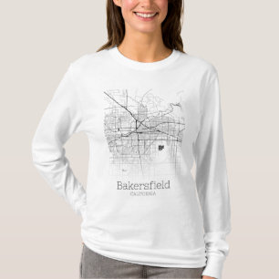 Camiseta Mapa da Cidade de Bakersfield