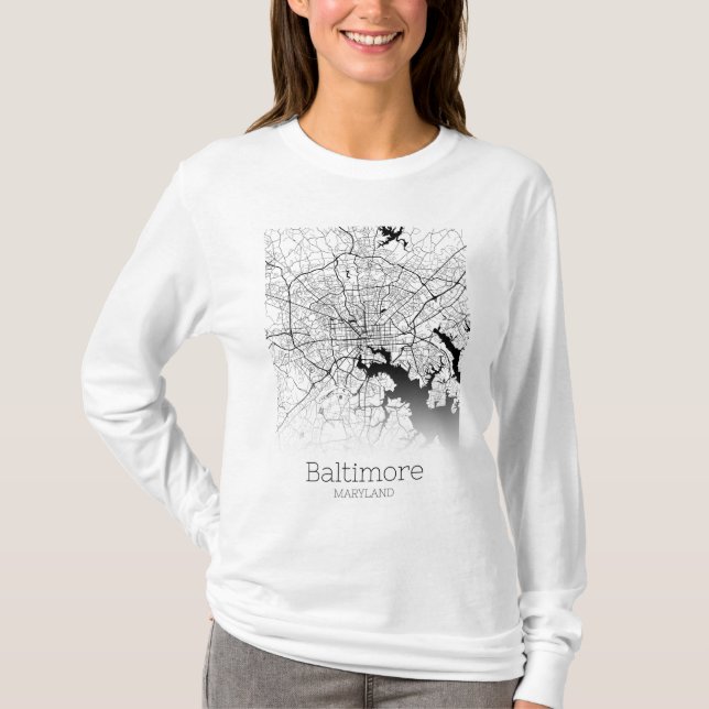 Camiseta Mapa da cidade de Baltimore (Frente)