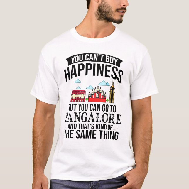 Camiseta Mapa da Cidade de Bangalore, Índia, no Skyline Via (Frente)