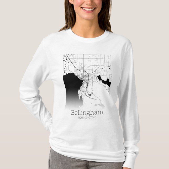 Camiseta Mapa da Cidade de Bellingham (Frente)