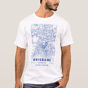 Camiseta Mapa da Cidade de Brisbane Tom Azul