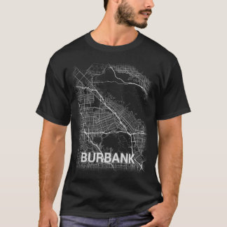 Camiseta Mapa da cidade de Burbank (Grande IMPRESSÃO)