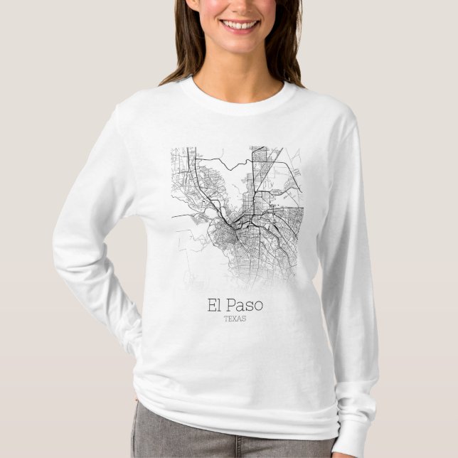 Camiseta Mapa da cidade de El Paso (Frente)