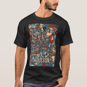 Camiseta Mapa da cidade de Houston Earthtone - Arte Abstrat