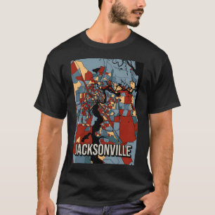 Camiseta Mapa da Cidade de Jacksonville - Tonalidade Colori