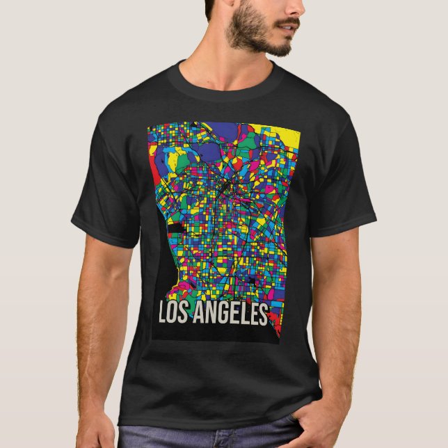 Camiseta Mapa da cidade de Los Angeles - Impressão de Abstr (Frente)
