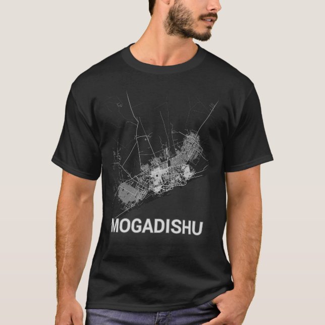 Camiseta Mapa da cidade de Mogadíscio (Grande IMPRESSÃO) (Frente)