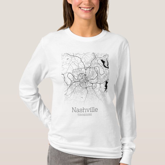 Camiseta Mapa da cidade de Nashville (Frente)