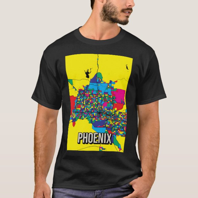 Camiseta Mapa da Cidade de Phoenix - Impressão de Abstrato  (Frente)
