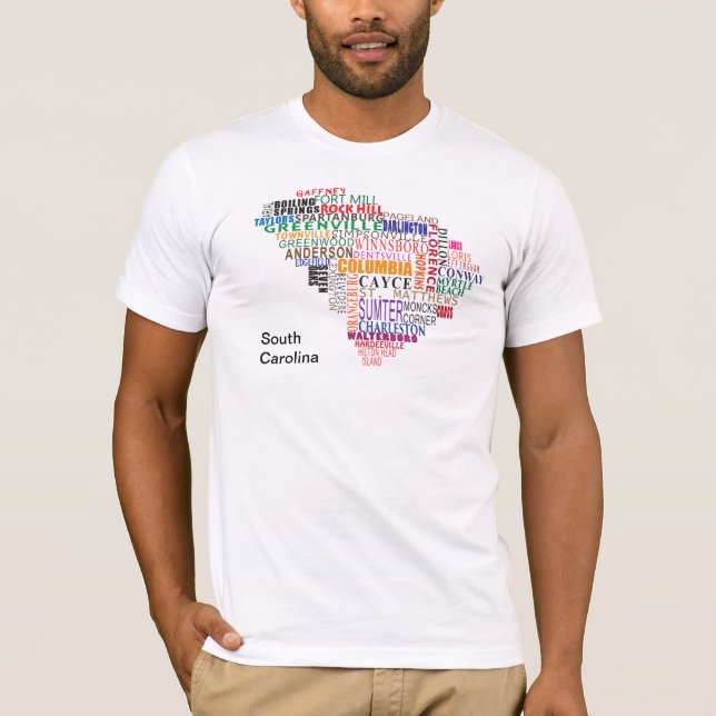 Camiseta Mapa da cidade de South Carolina (Frente)