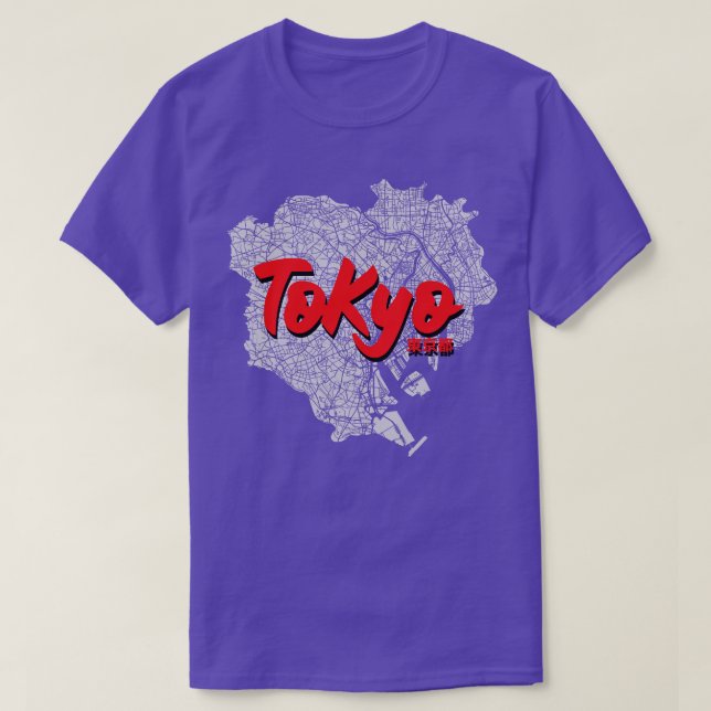 Camiseta Mapa da Cidade do Japão de Tóquio (Frente do Design)