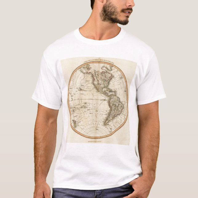 Camiseta Mapa da circular do hemisfério ocidental (Frente)