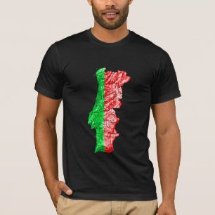 Camiseta Mapa da Cor da Bandeira de Portugal