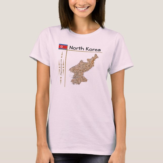 Camiseta Mapa da Coreia do Norte + Sinalizador + Título T-S (Frente)