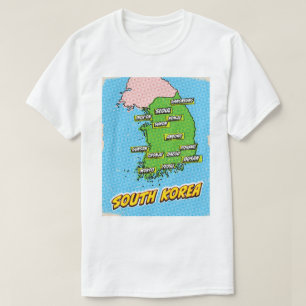 Camiseta Mapa da Coreia do Sul Ilustrado por pop Art